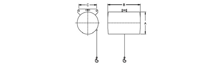 東星單繩氣動平衡器,單機(jī)單繩氣動平衡器尺寸圖